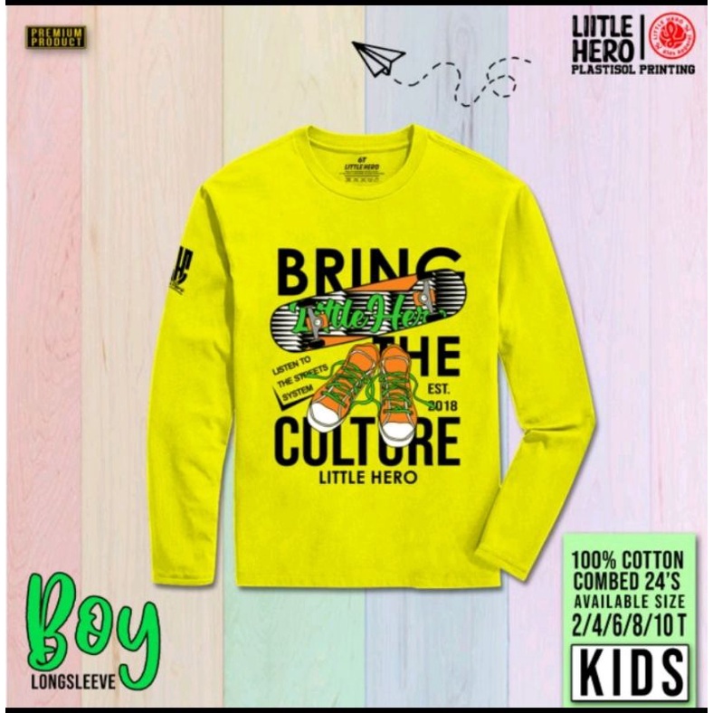 (2-8 tahun) Baju Kaos Anak Laki Laki Cowok Lengan Panjang Little Hero Part 2 2-8 Tahun