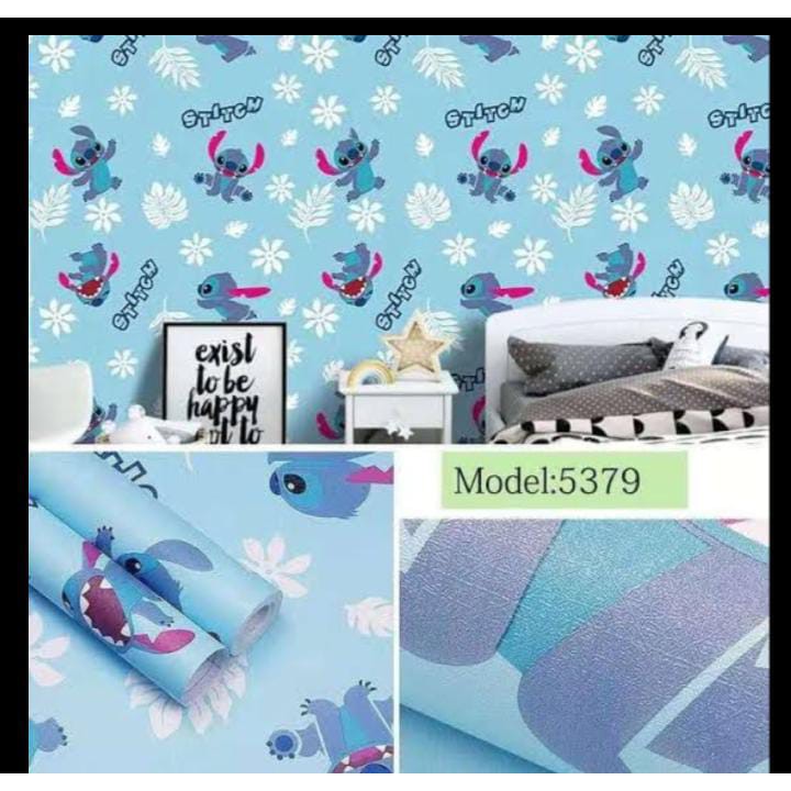 Murah / Wallpaper Stiker Dinding Anti Air / 45cm x 10m Bahan PVC  Sudah Ada Perekat / Motif Stitch