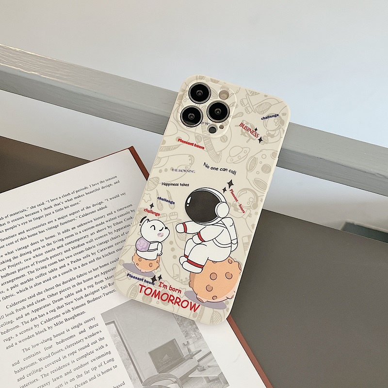 Case Bahan Silikon Cair Desain Anjing Astronot Untuk Iphone 13 11 12 Pro max xr xsmax 7 8 plus