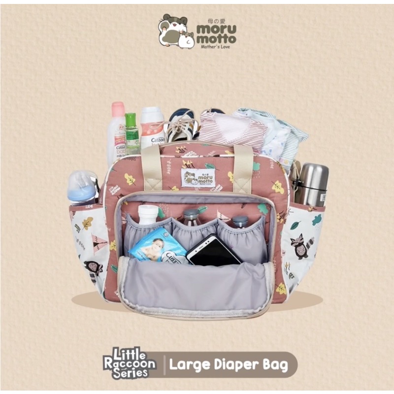 Morumotto Tas Besar + Saku Botol Susu Little Raccoon Series MMT7002