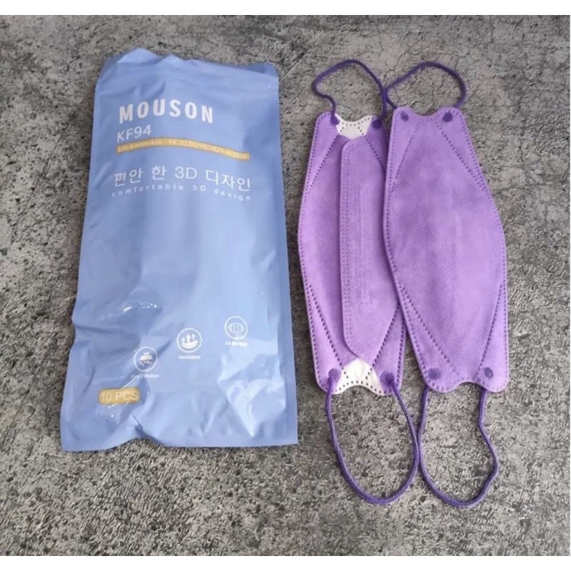 MASKER KF94 MOUSON PREMIUM WARNA UNGU LILAC ISI 10PCS