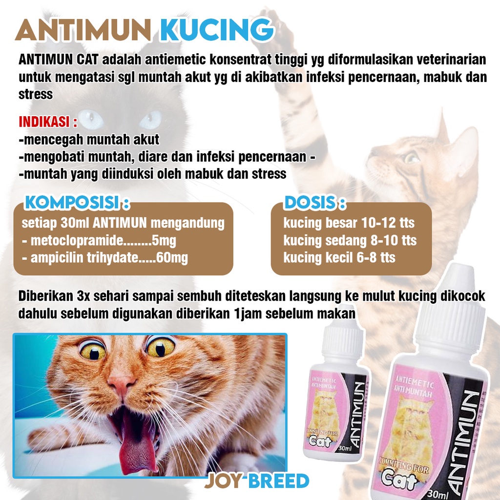 OBAT ANTI MUNTAH KUCING TETES ANTIMUN 30 ML OBAT ANTI MUNTAH DAN MABUK