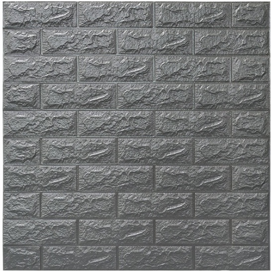 Wallpaper Dinding Foam 3D Motif Batu Bata / Wallpaper Dinding Kamar Tidur batu bata High Quality-Perak