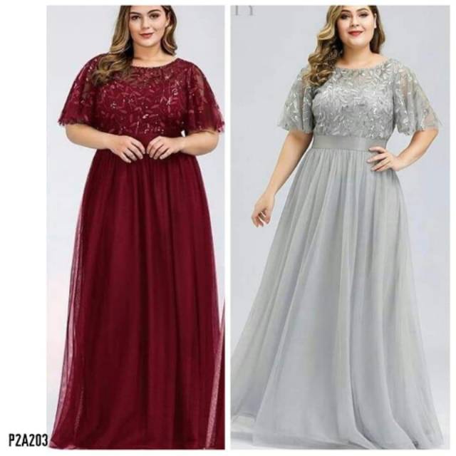 Long dress brokat khusus jumbo Bigsize