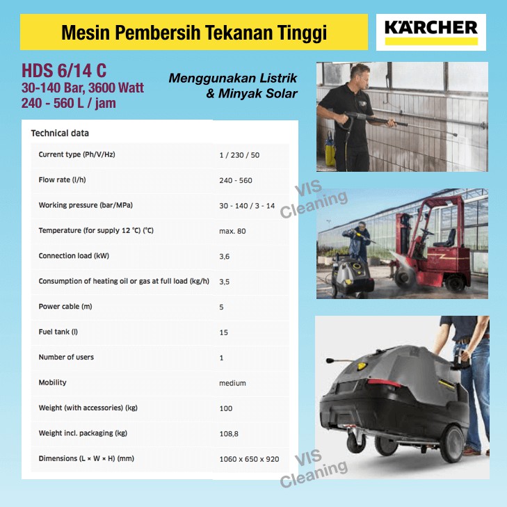 Hot Water High Pressure Cleaner Karcher HDS 6/14 C (140 Bar max)