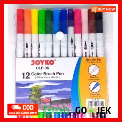 

(BISA COD) Joyko Color Brush Pen CLP 06 (Set 12 Warna) Spidol Kuas Murah