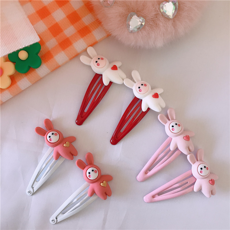 We Flower 1pc Jepit Rambut Bobby Pin Motif Kartun Kelinci / Hati Untuk Anak Perempuan