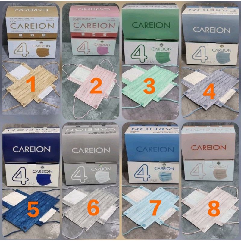 masker careion earloop 3ply isi 50 warna terlengkap