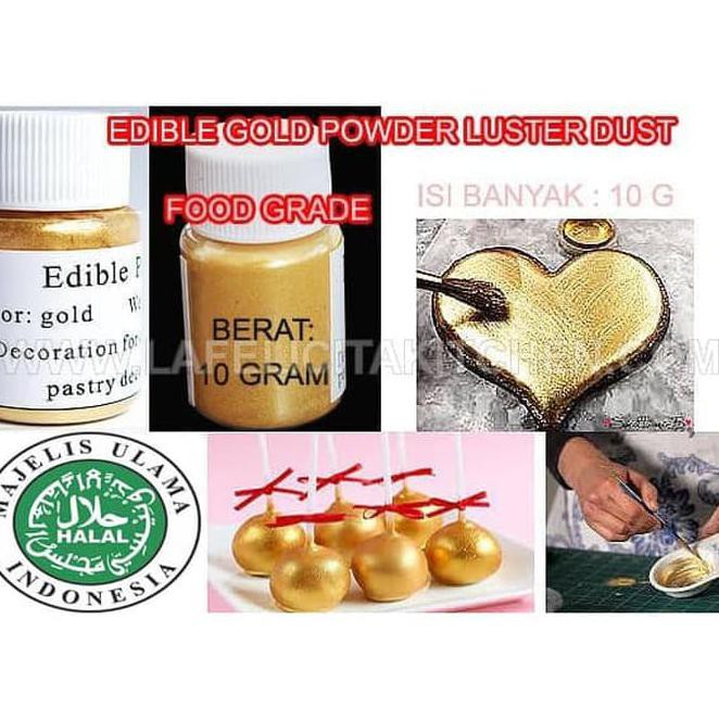 

fp2r ru metallic gold lustre bubuk emas edible fondant dekorasi cake kue 1g gbdy