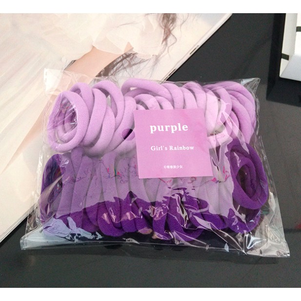 Ikat Rambut Korea Towel Ring Set ( isi 50pcs)-TOWEL RING - PURPLE