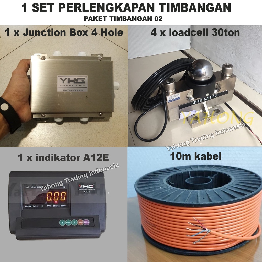 1 Set Timbangan (Indikator A12E+ 4Loadcell ZEMIC HM9B 30t+Junction Box+Kabel)