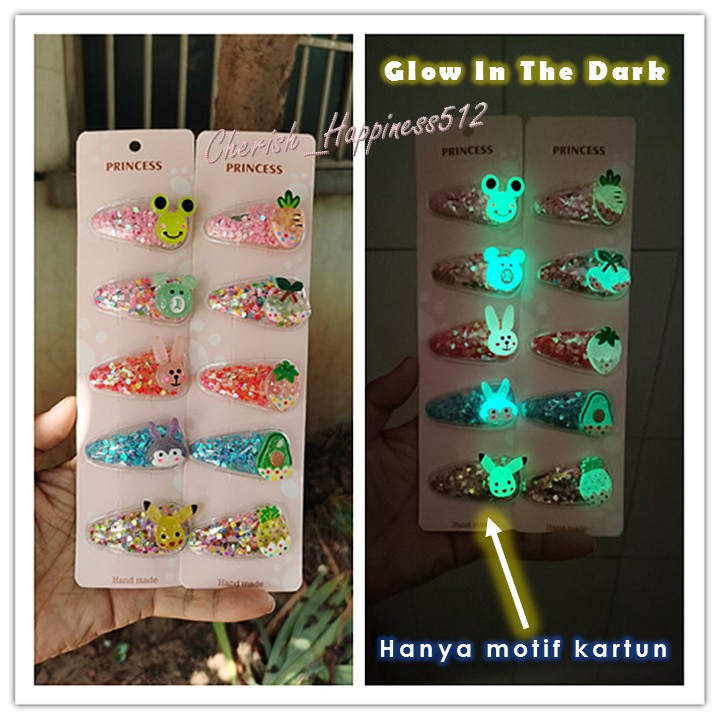 1 Set 5 pcs Jepitan Rambut Manik Transparan Korean Style Lucu Cantik Berbagai Motif