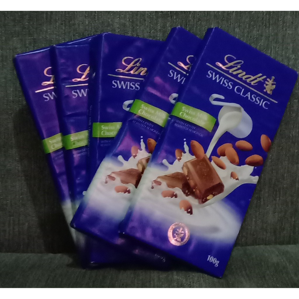 LINDT SWISS CLASSIC Milk Chocolate with Gently Roasted Almonds 100gram