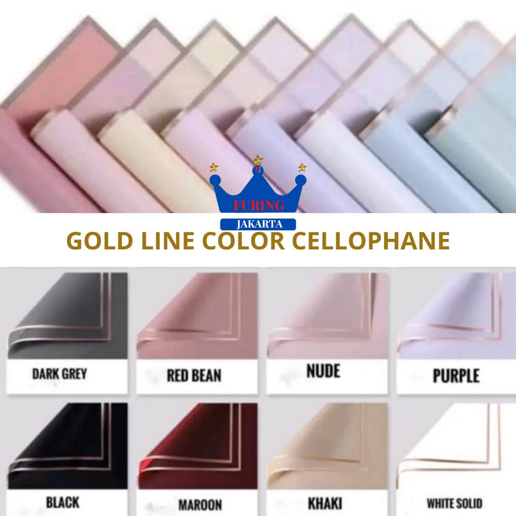 

Kertas Bunga cellophane list Gold Paper per pack isi 20 Kertas bunga Wrapping List Gold