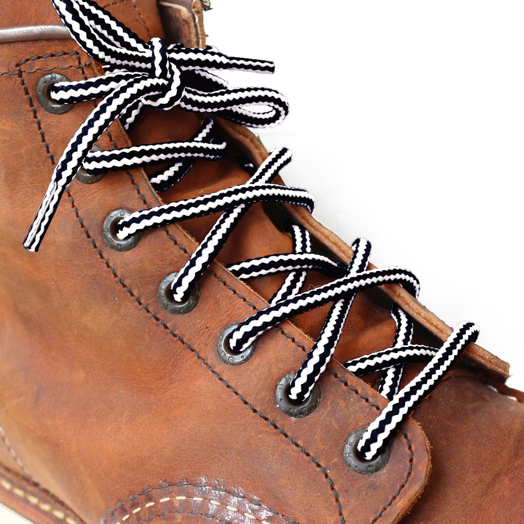 MR Shoelaces CR17 Jasmine (Hitam Putih) Tali Sepatu Bulat Corak / Motif 5-6mm 80cm 90cm 100cm 120cm 150cm 200cm - Premium Shoelace