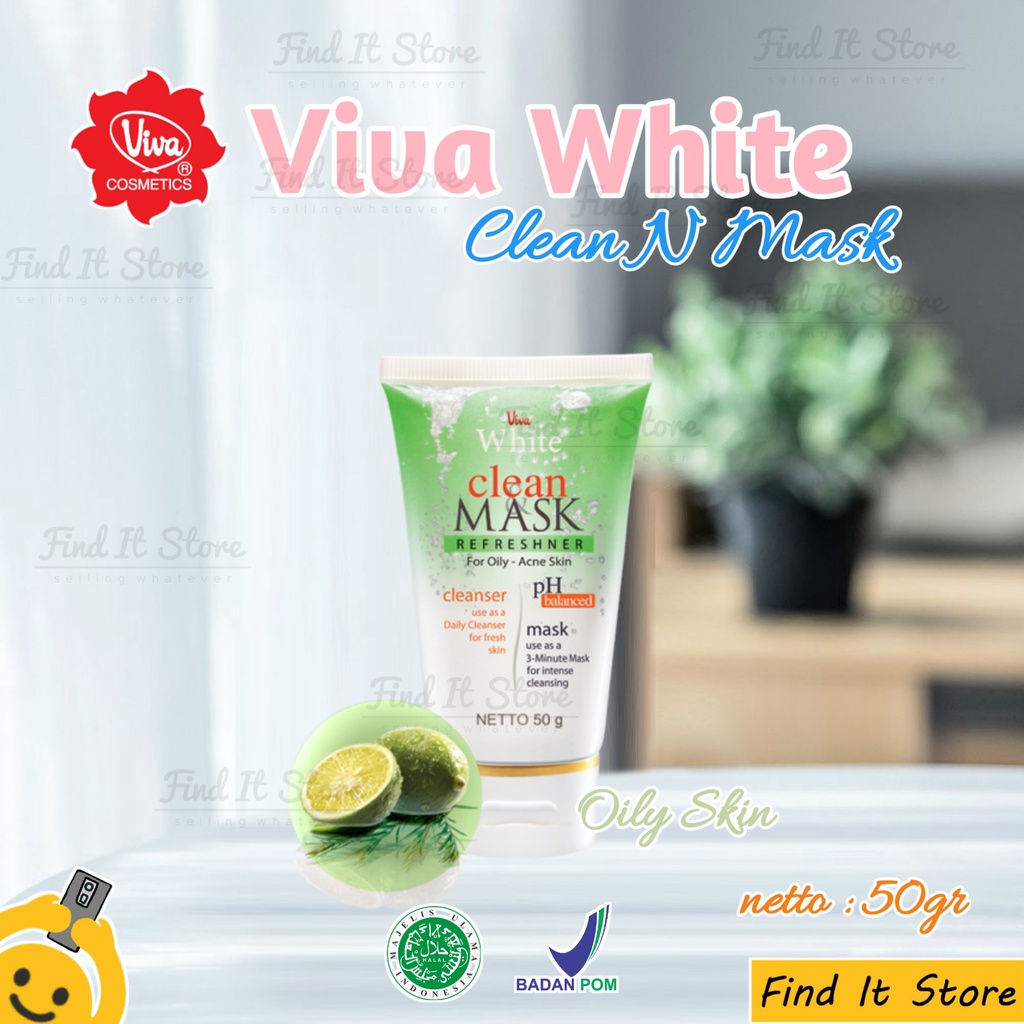 Viva White Clean Mask Refreshner Face Cleanser 50g | Pembersih Wajah | Masker Wajah | BPOM