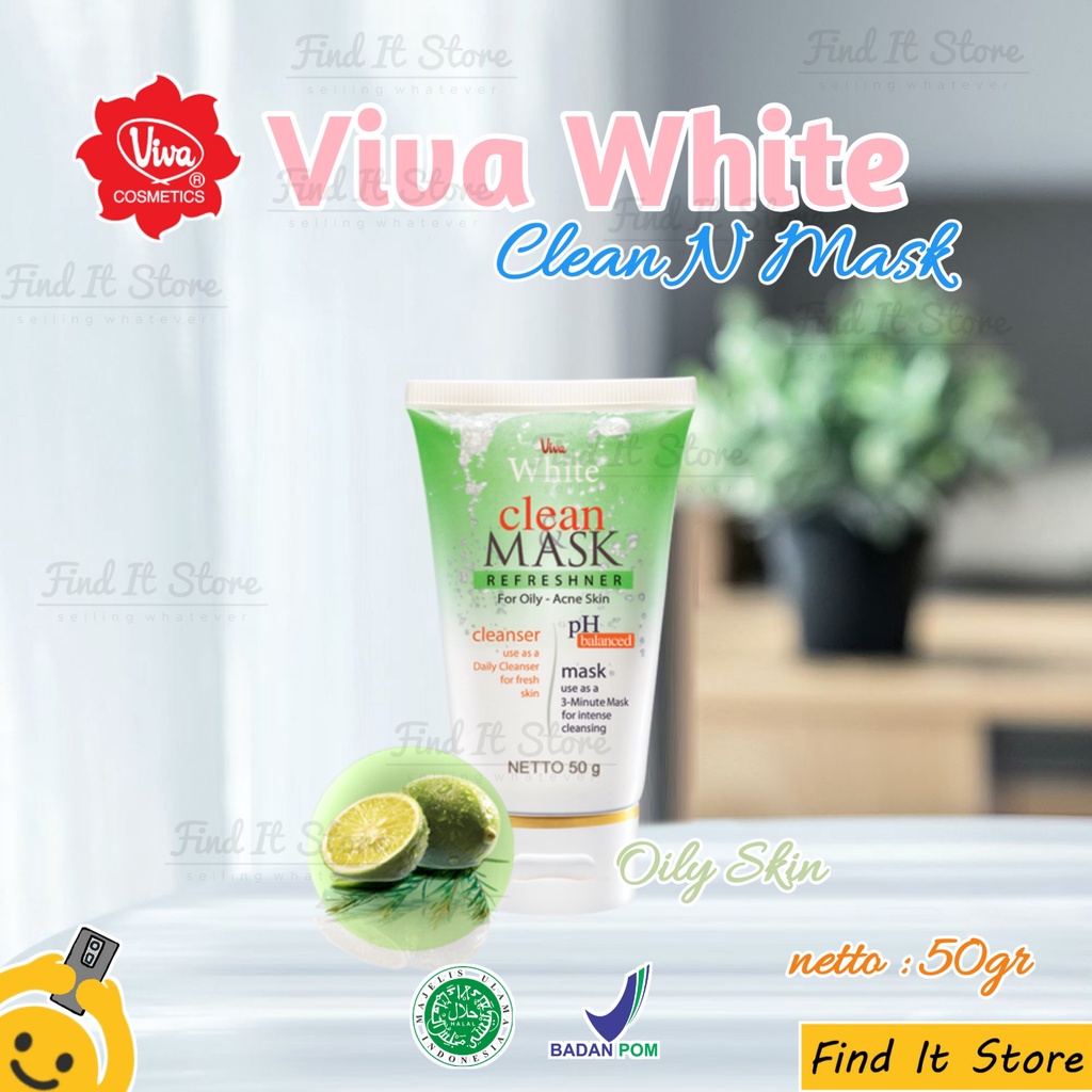 Viva White Clean Mask Refreshner Face Cleanser 50g | Pembersih Wajah | Masker Wajah | BPOM Original