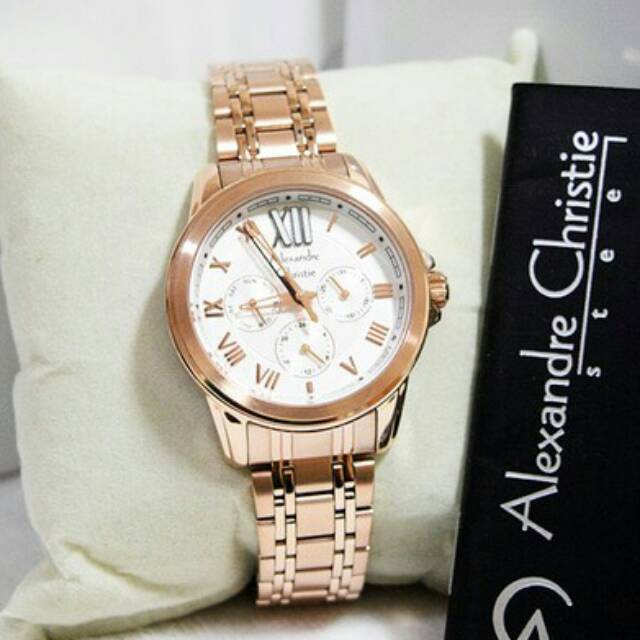 Jam Tangan Alexandre Christie AC2494 Original Wanita Rosegold