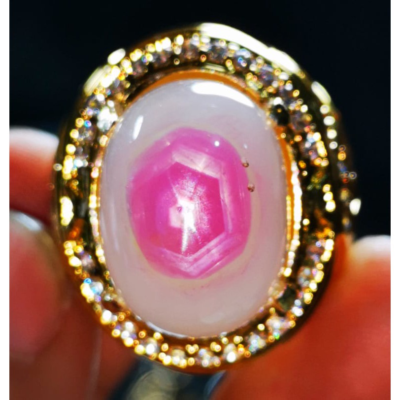 Natural Bi Red Ruby Star Burma Pentil Antik Big Size
