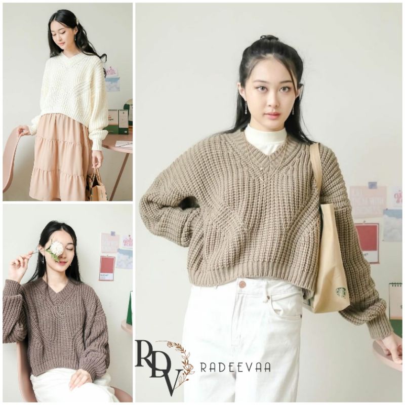 SWEATER RAJUT ATHEA CROP KNIT OVERSIZE