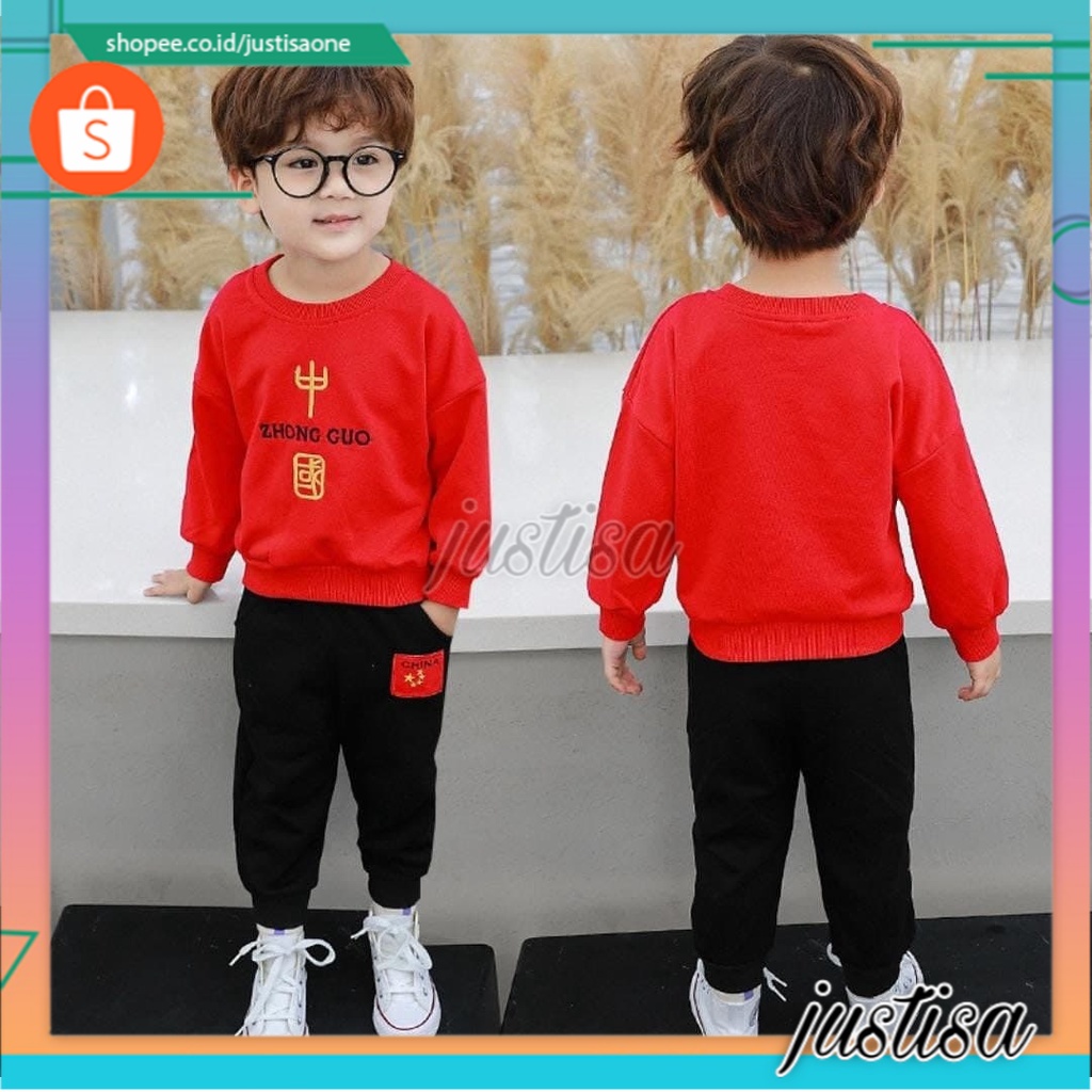 Promo !! Setelan anak cowok import / setelan zhong guo china ukuran 3-4tahun / Setelan baju panjang anak