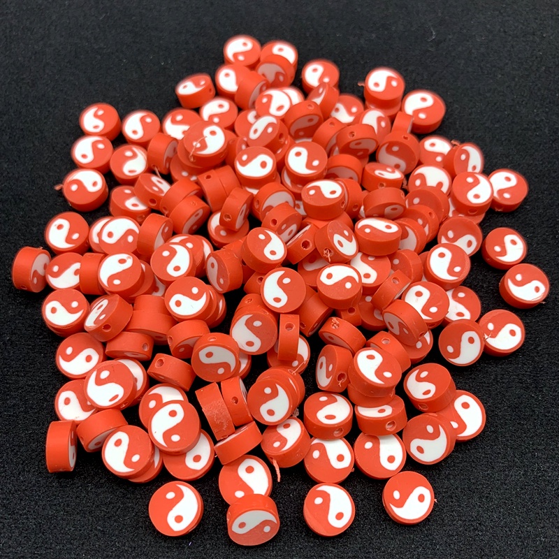 30 Pcs/Pack 10mm Polimer Tanah Liat Warna Yin Yang Ikan Bagua Tai Chi Gambar Manik-manik