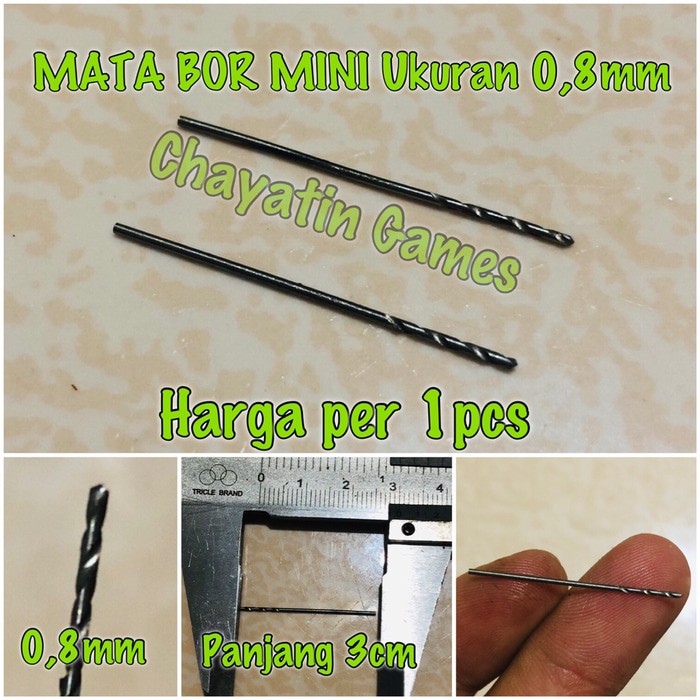 Mata Bor Mini ukuran 0,8mm / 0,8 Mili Untuk Mini Drill