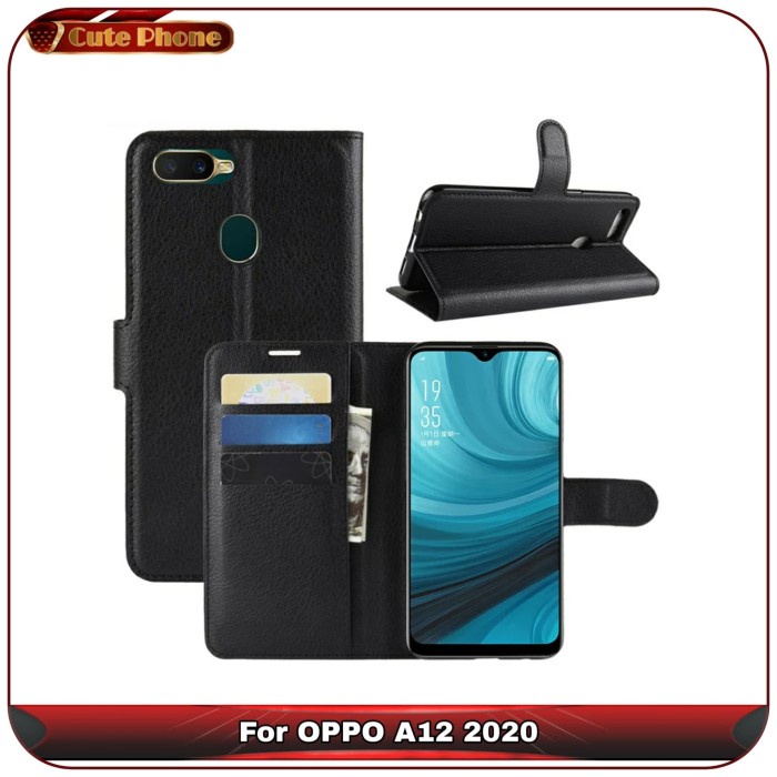 Armor Casing Soft Case Oppo A12 2020 A 12 Armor Case Flip Wallet Leather Dompet Kulit Jp0124