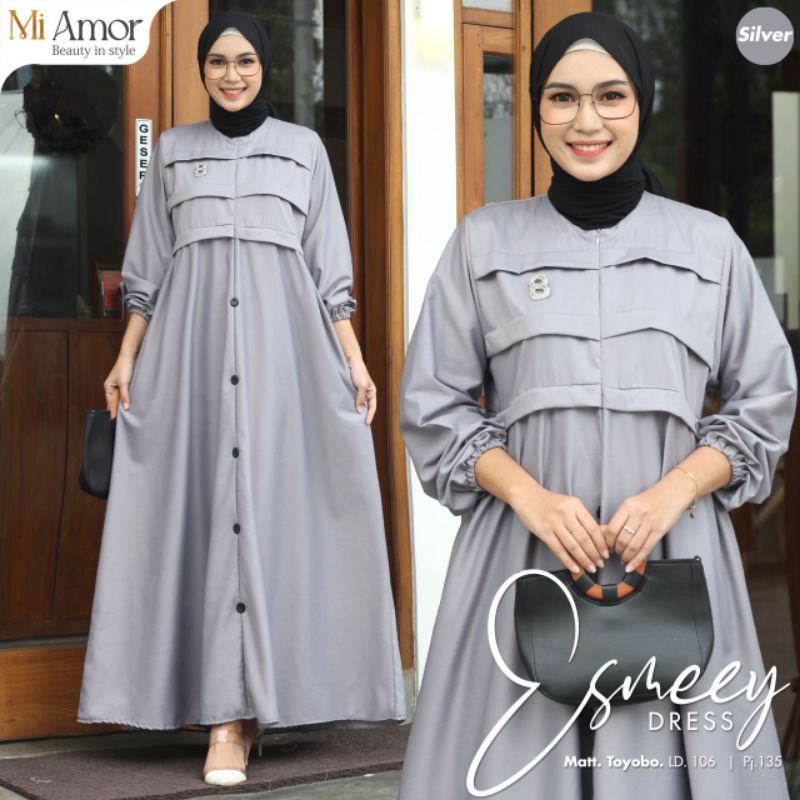 Esmeey - Daviyna dress matt toyobo / magnolia crepe premium HQ Ld 106 - 108 pj 135 - 138 all size   