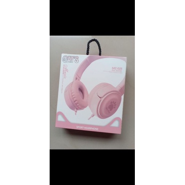 # HJ # HEADPHONE BANDO GAMBAR KARAKTER MZ-028 - HANDSFREE BANDO MACAROON MOTIF KUCING EXTRA BAS