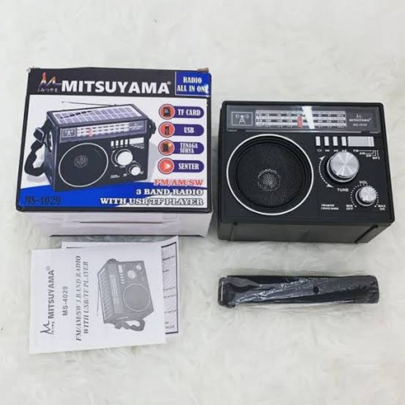 COD RADIO SPEAKER ALL IN ONE SOLAR PANEL MITSUYAMA MS-4029 FM/AM/SW/ 3 BAND RADIO WITH USB/TF PLAYER// RADIO 3 BAND MITSUYAMA MS-4029