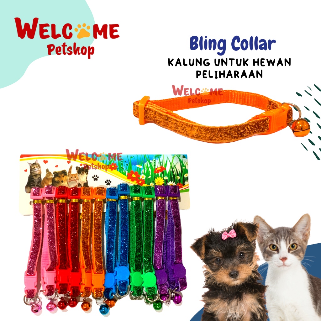 Bling Collar Kalung Kerincing Anjing Kucing Kelinci Motif Simple Lucu