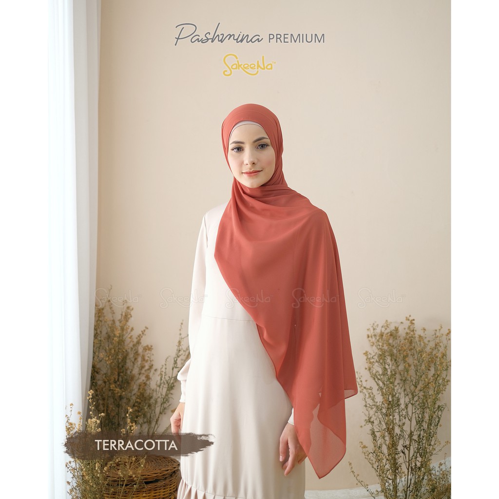 Pashmina Premium Original SakeeNa Ceruty Baby Doll-TerraCotta