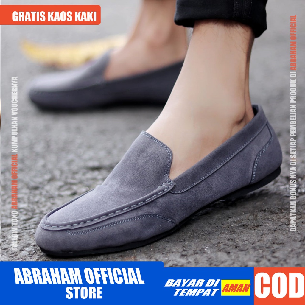 ABRHM x MODNEX Sepatu Casual Slip On Kulit Sintetis Kasual Formal Pria Santai Kerja Kuliah Anti Slip Original