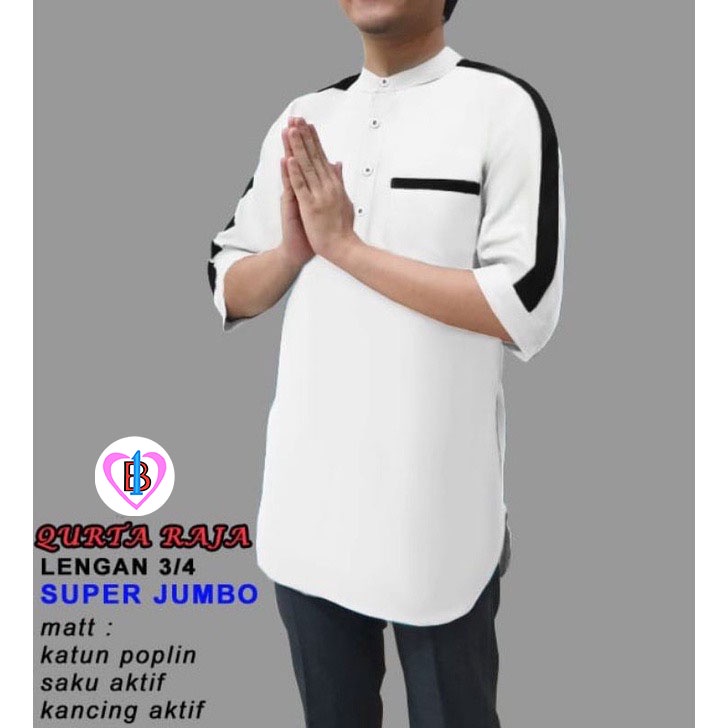 QURTA RAJA LENGAN 3/4 Katun Poplin,Terbaru- B1-Love-57351-59306-61207-63226-65276-67144-S-M-L-XL-XXL-XXXL