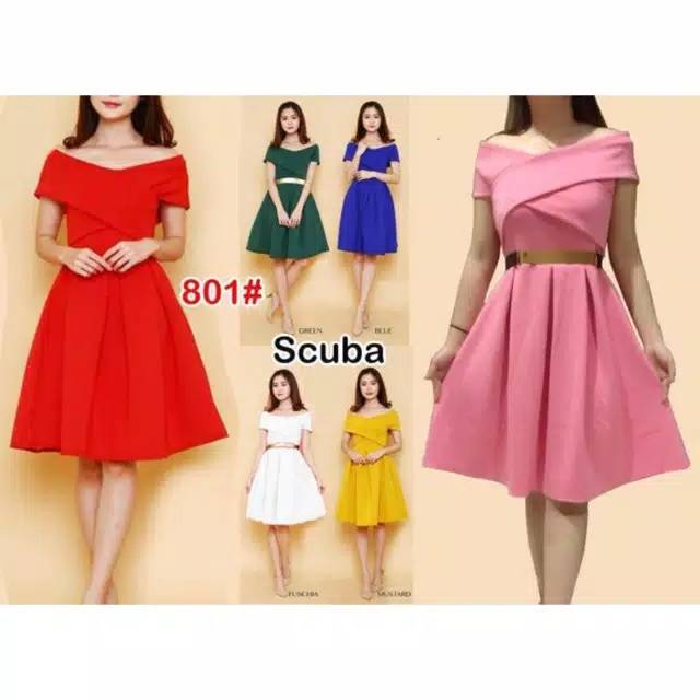 801 POLOS# Dress fashion sabrina pesta TANPA BELT