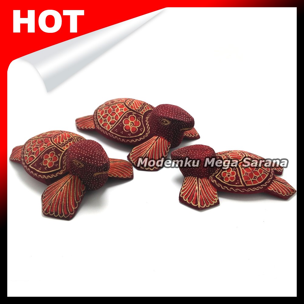 Pajangan Miniatur Kura Kura Batik Khas Jogja Isi 3pcs