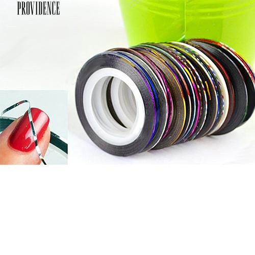 10 Warna 20 m / Rolls Nail Art UV Gel Tips Striping Tape Baris Sticker Dekorasi DIY