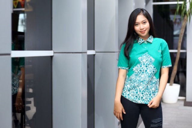 Loyal Kaos Polo Batik Hijau Tosca Modern Wanita M L XL XXL