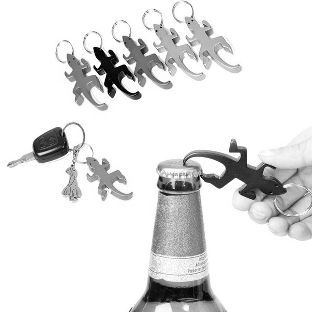 Nickolas1 Pembuka Botol Multifungsi Novelty Aluminium Bentuk Cicak Alloy Gantungan Kunci Corkscrew