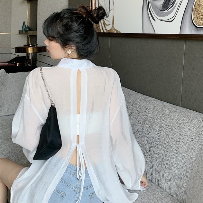 Suhao Blus Musim Panas Baru Wanita Strap Slip Blus Musim Panas Desain Kecil-Karier Mantel Tabir Surya