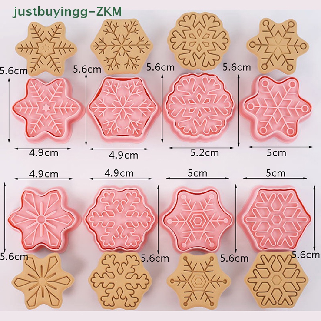 8 Pcs Cetakan Kue Bentuk Snowflake Bahan Plastik