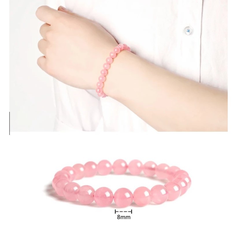 Gelang Wanita Batu Alam Natural Rose Quartz Gemstone Bracelet 8 mm