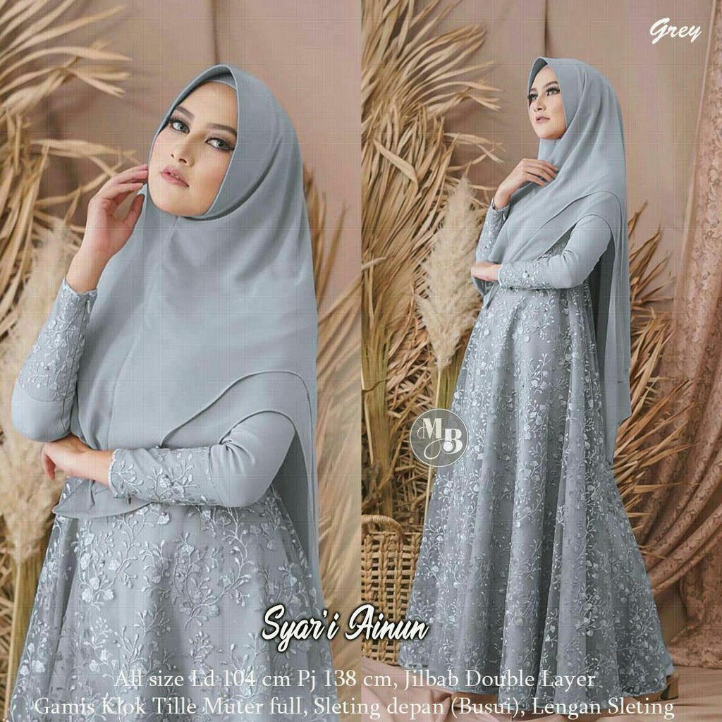 AINUN SYARI DRESS BRUKAT TILE JUMBO  BUSUI FRIENDLY