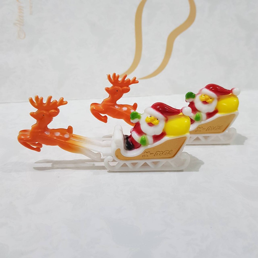 cake topper tusuk kereta santa christmas clause natal