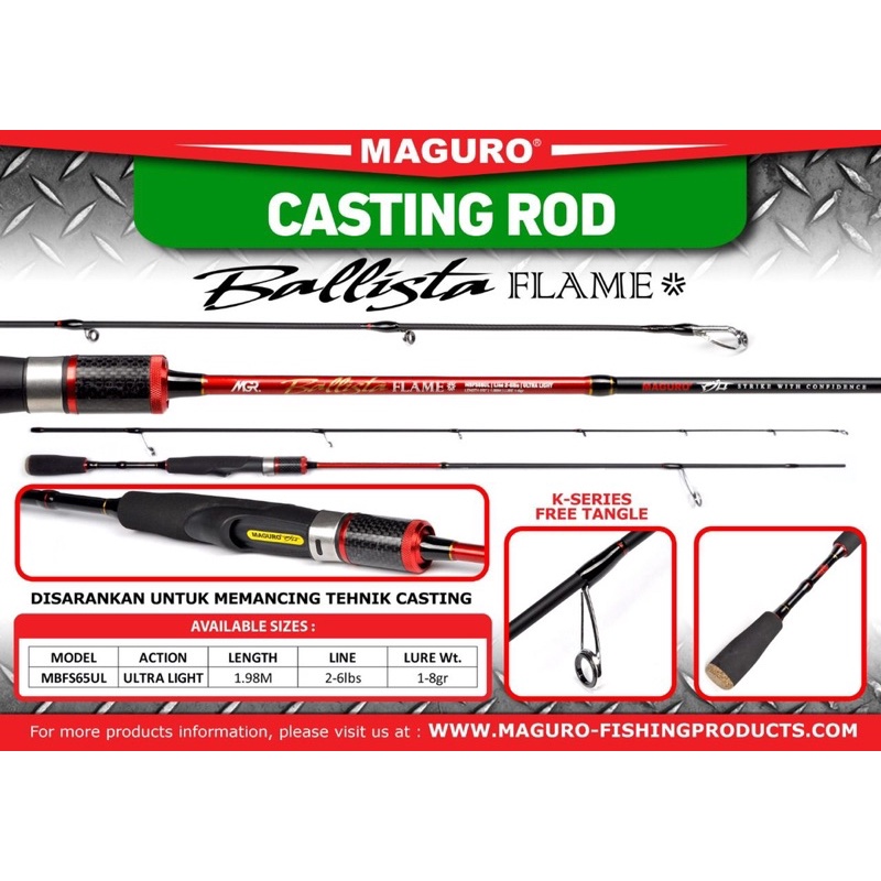 Joran maguro ballista flame dan ice UL 2-6lb 662 702 FREE PACK PIPA