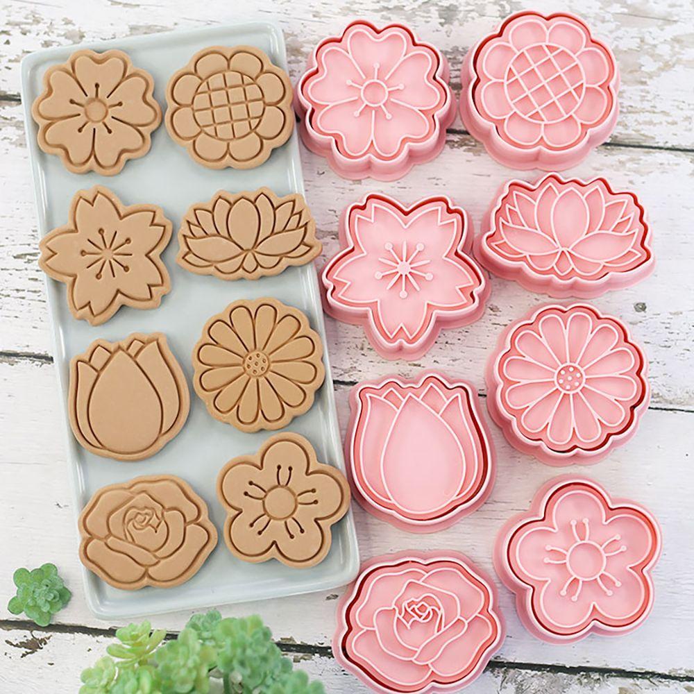 Suyo 8Pcs / set Cetakan Kue 3D Bahan Plastik