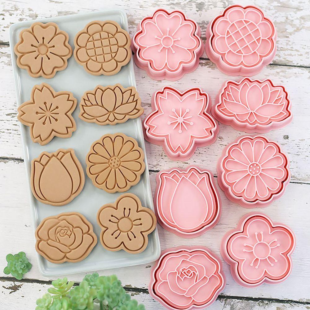 Populer 8Pcs /set Cetakan Kue Kering DIY Tools 3D Cetakan Kue Plastik