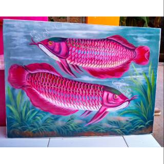 Lukisan Ikan Arwana Super Red Hiasan Dinding Ukuran 80 60 Shopee Indonesia