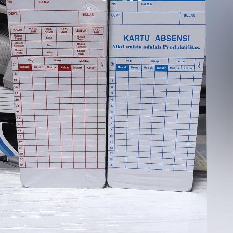 

Kekinian - Kartu Absensi Warna isi 100 lbr Kartu Amano Promaxi Timetech 한